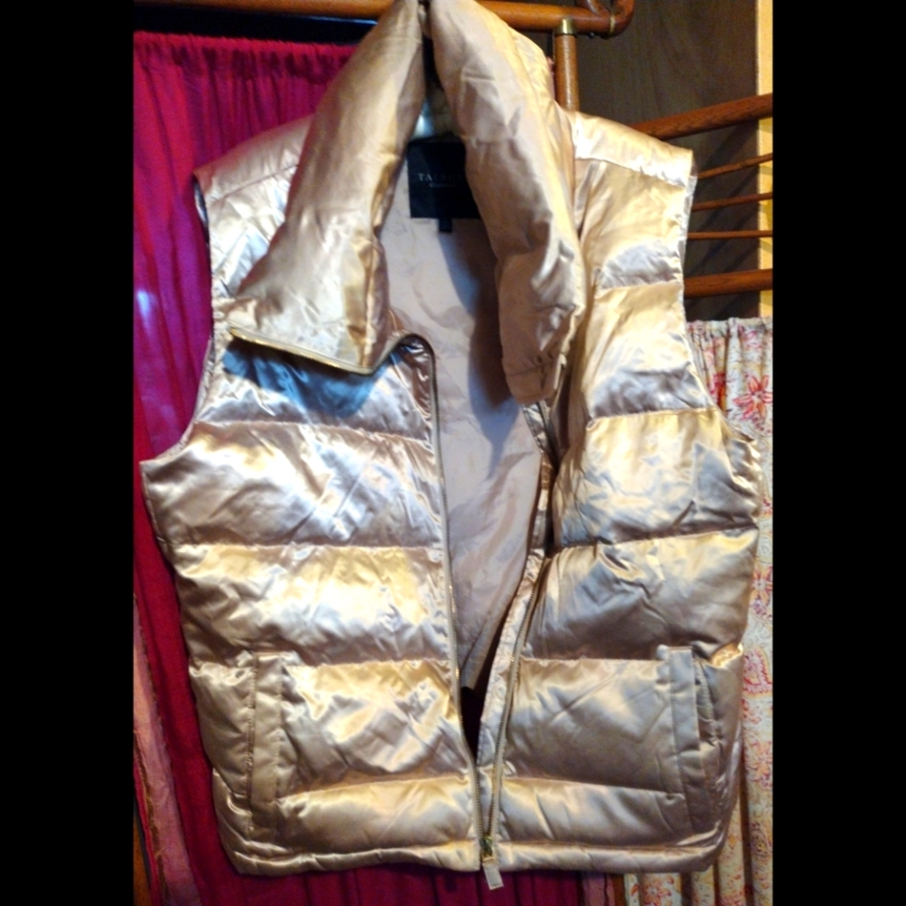 Talbot's Gold Puffer Vest - Women's Sleeveless Jacket